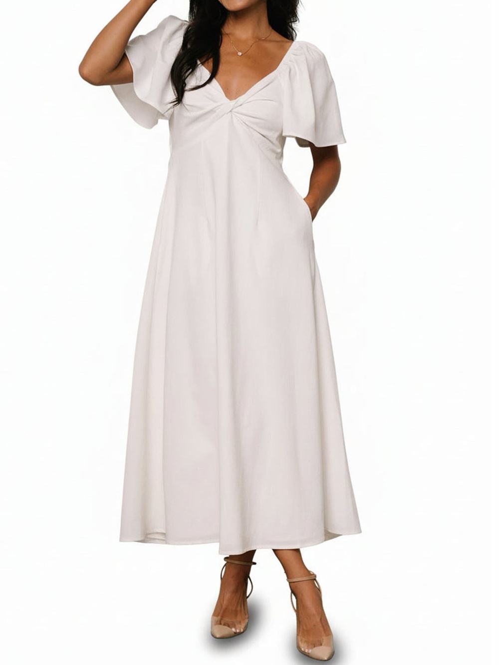 Baltic Born Indie Back Tie Dress Off White Maxi Dress NWT Large